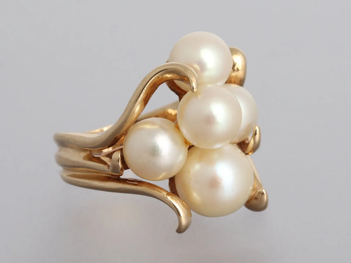 14K Yellow Gold Cultured Pearl Ring