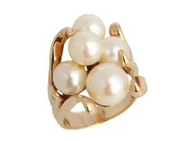 14K Yellow Gold Cultured Pearl Ring