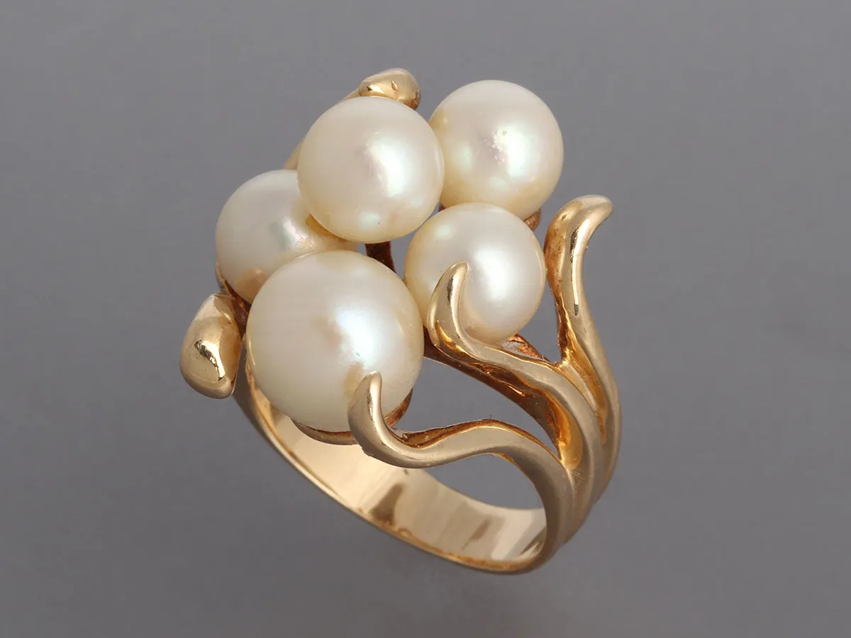 14K Yellow Gold Cultured Pearl Ring