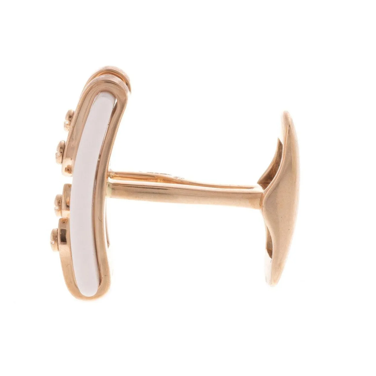 18ct Rose Gold Men's Cufflinks with White Agate CL-2544