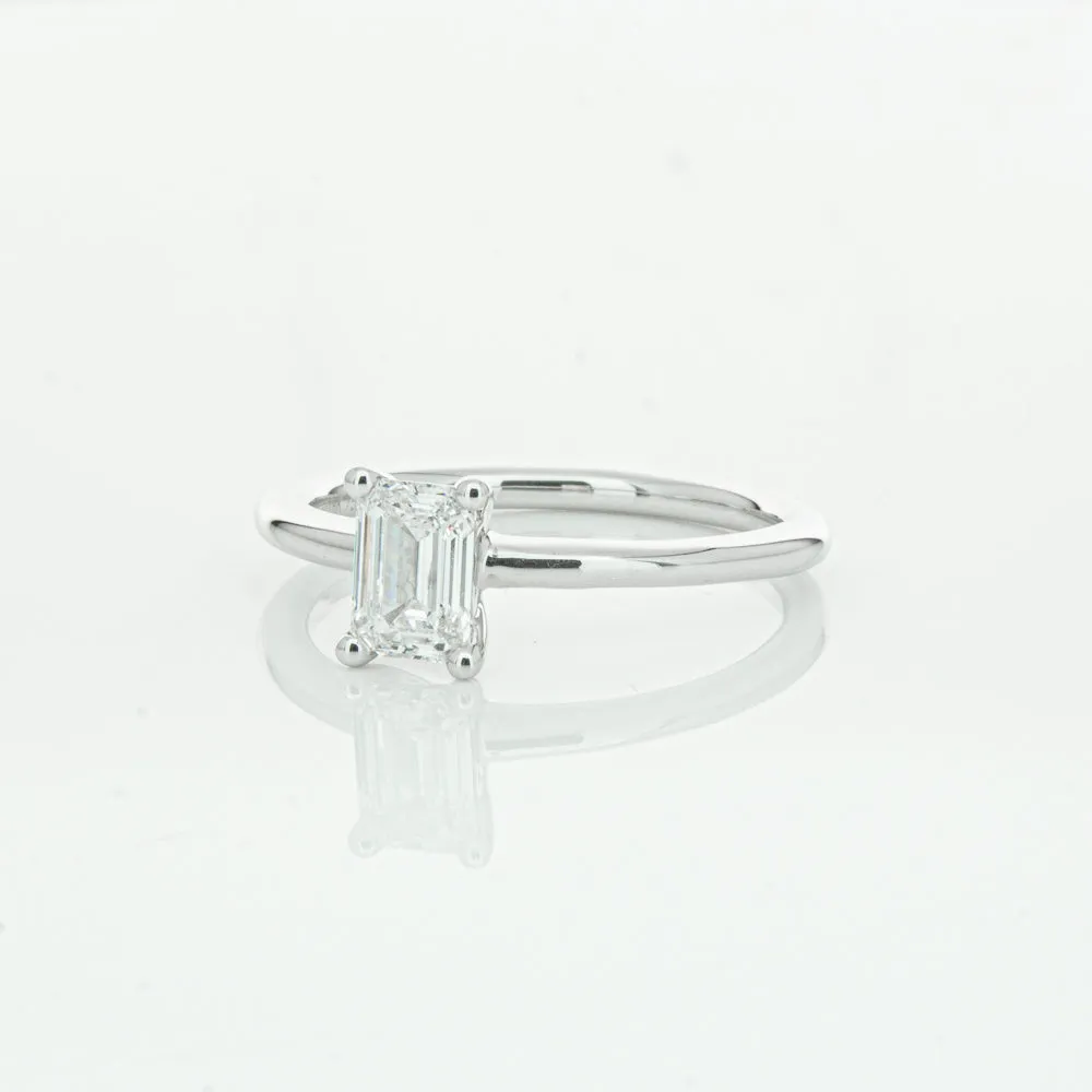 18ct White Gold .72ct Emerald Cut Diamond Melba Ring