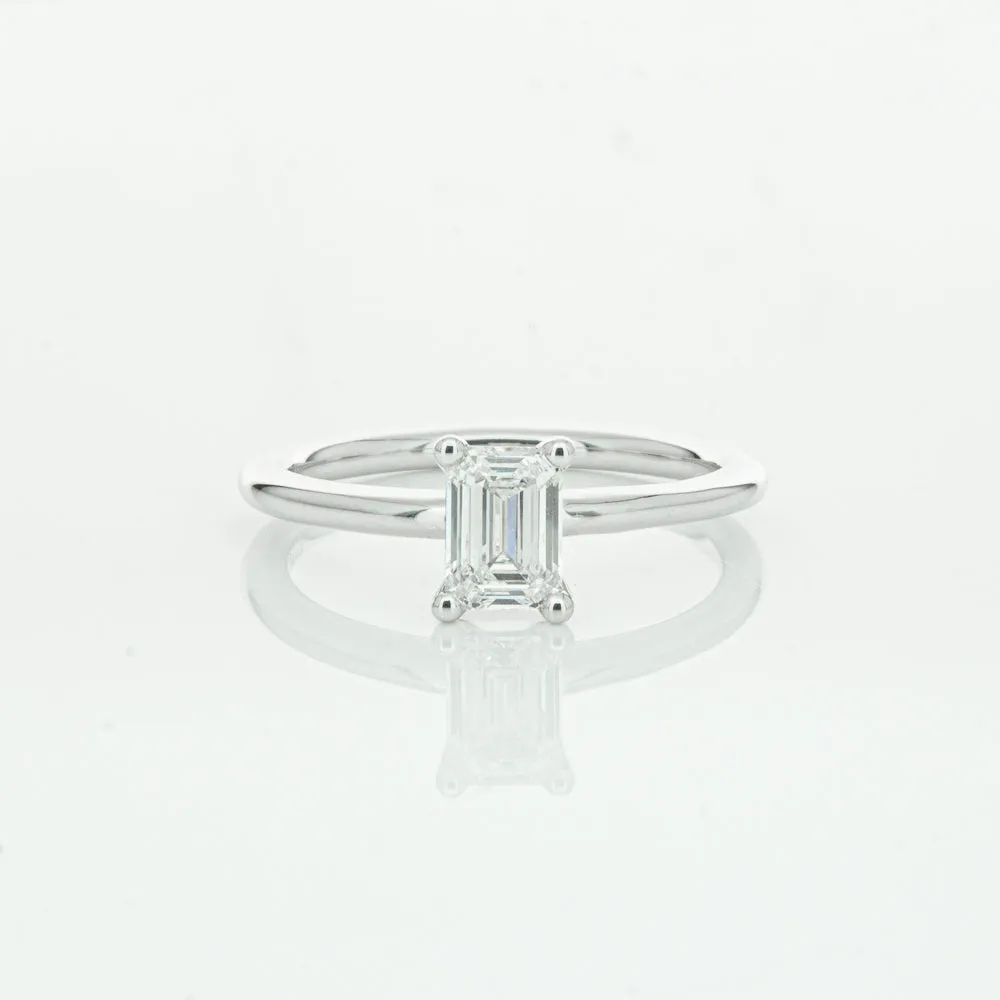 18ct White Gold .72ct Emerald Cut Diamond Melba Ring