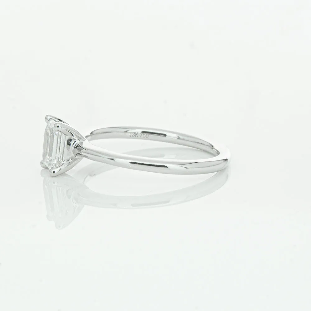 18ct White Gold .72ct Emerald Cut Diamond Melba Ring