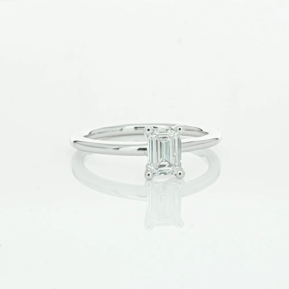 18ct White Gold .72ct Emerald Cut Diamond Melba Ring