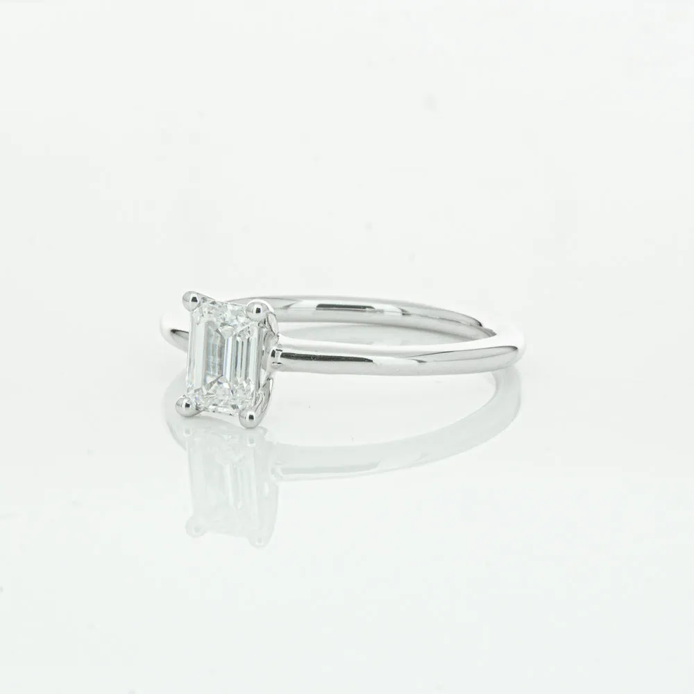 18ct White Gold .72ct Emerald Cut Diamond Melba Ring