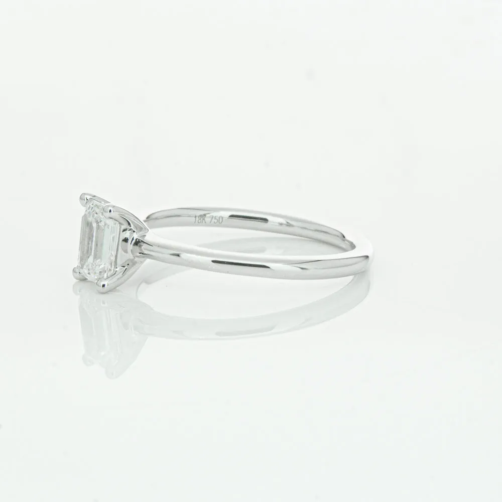 18ct White Gold .72ct Emerald Cut Diamond Melba Ring