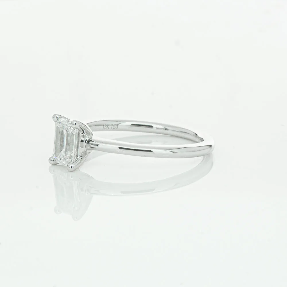 18ct White Gold .72ct Emerald Cut Diamond Melba Ring