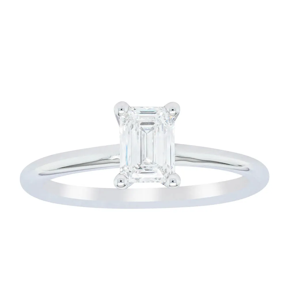 18ct White Gold .72ct Emerald Cut Diamond Melba Ring