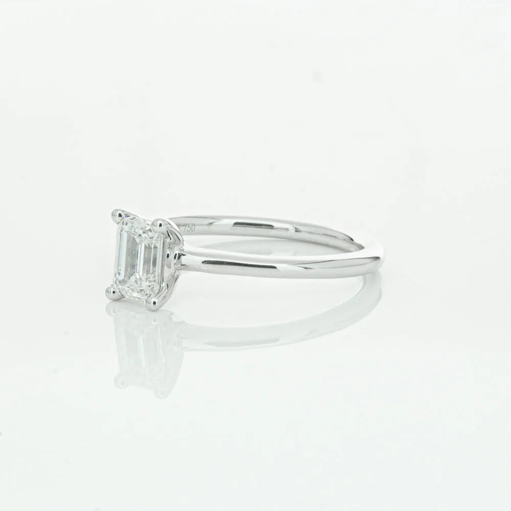 18ct White Gold .72ct Emerald Cut Diamond Melba Ring