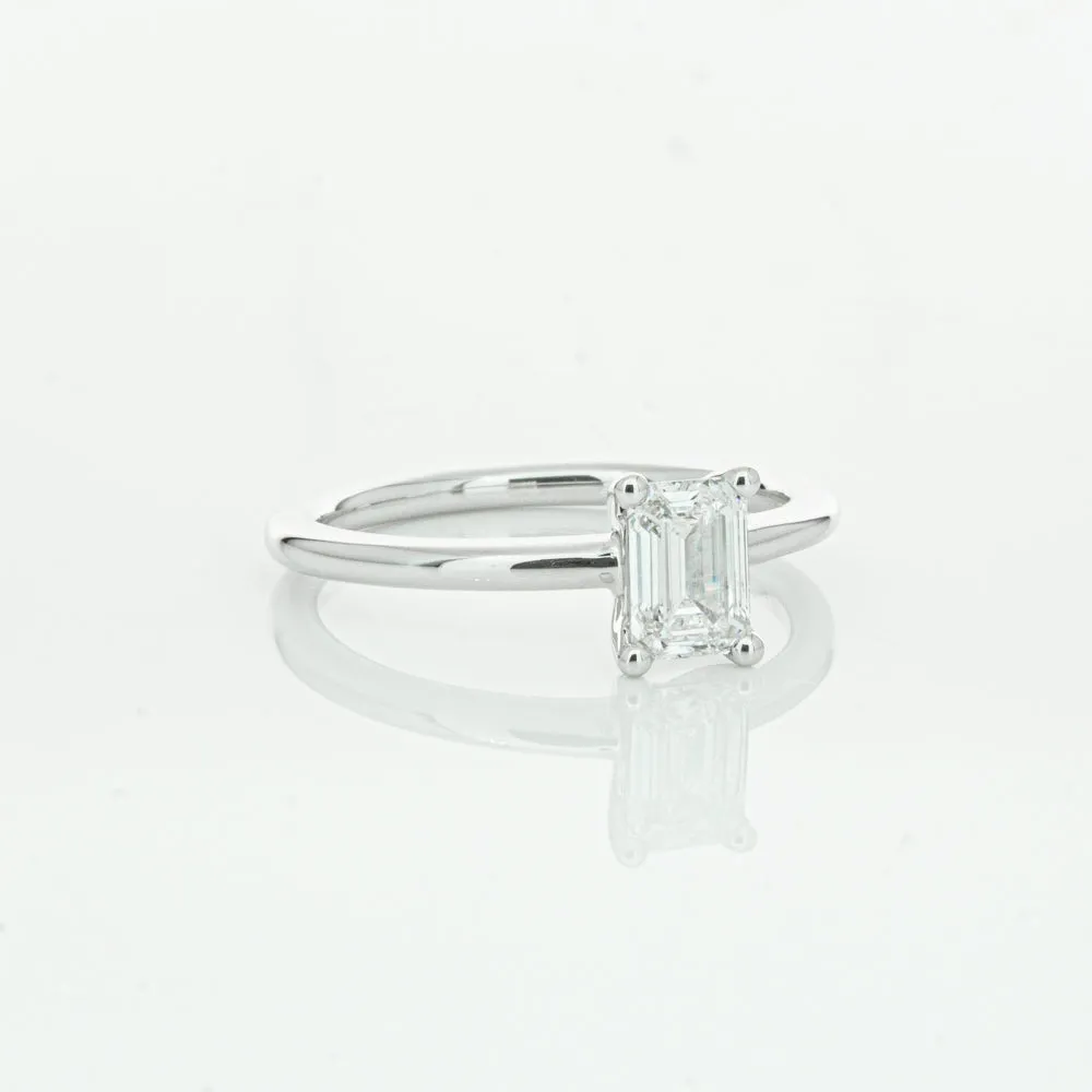 18ct White Gold .72ct Emerald Cut Diamond Melba Ring