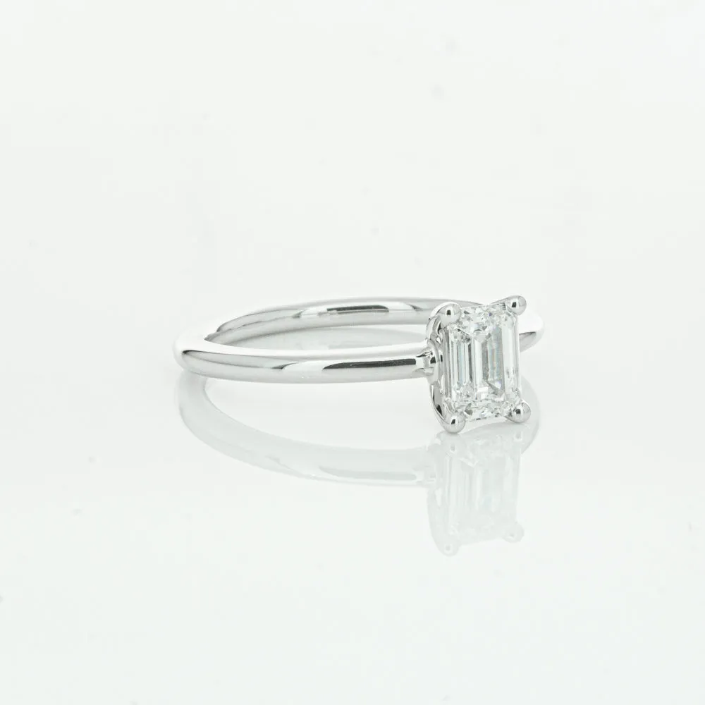 18ct White Gold .72ct Emerald Cut Diamond Melba Ring