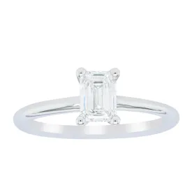 18ct White Gold .72ct Emerald Cut Diamond Melba Ring