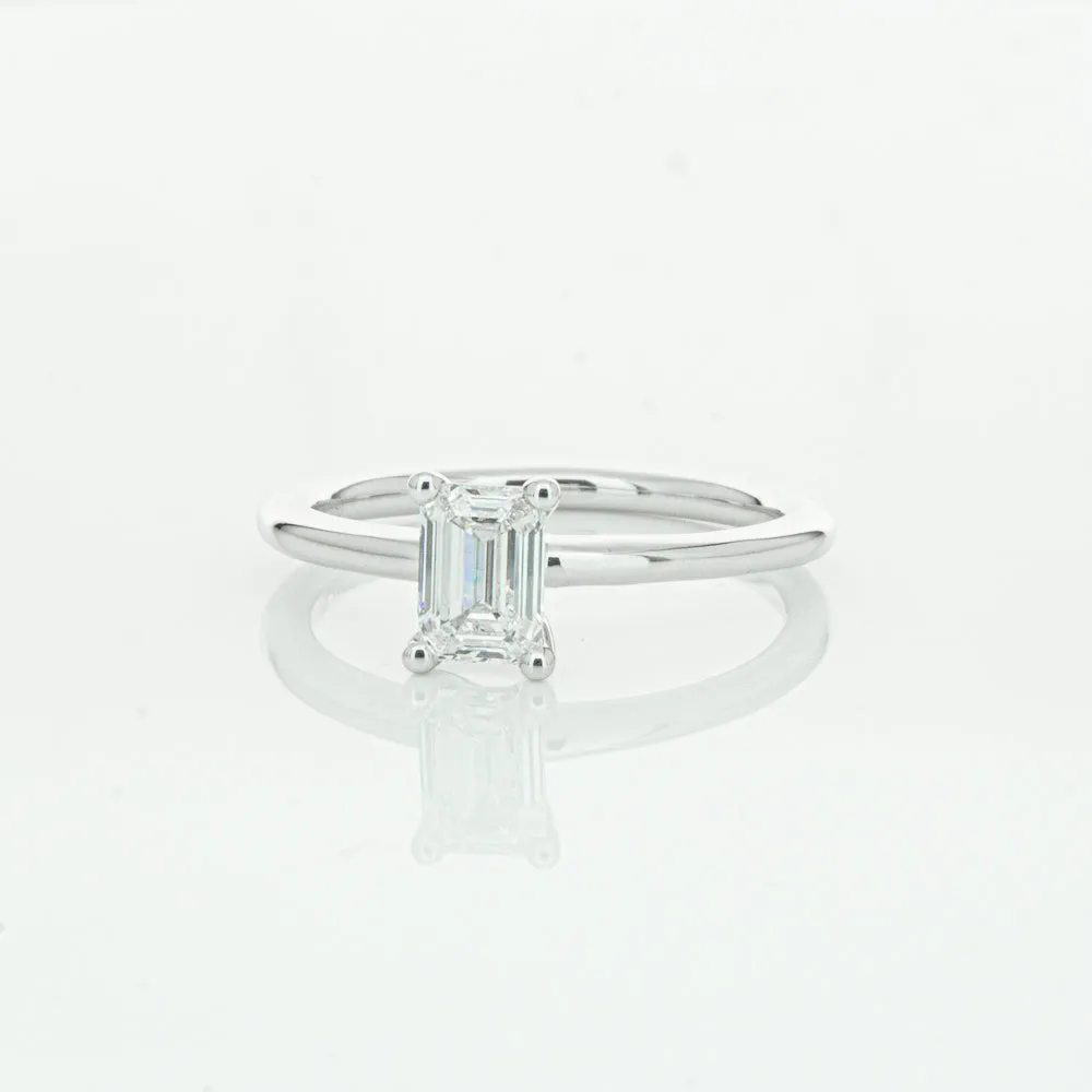 18ct White Gold .72ct Emerald Cut Diamond Melba Ring