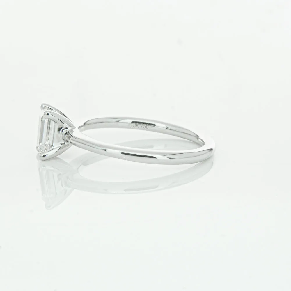 18ct White Gold .72ct Emerald Cut Diamond Melba Ring