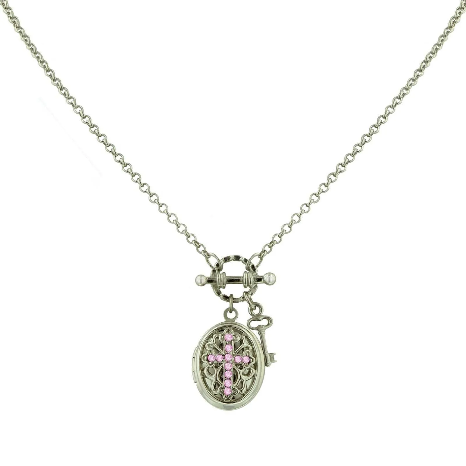 1928 Jewelry Birthstone Cross Locket Necklace 24"