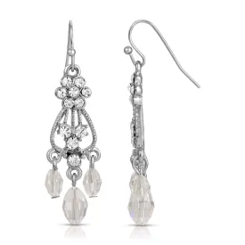 1928 Jewelry Crystal Flower Beaded Drop Chandelier Earrings