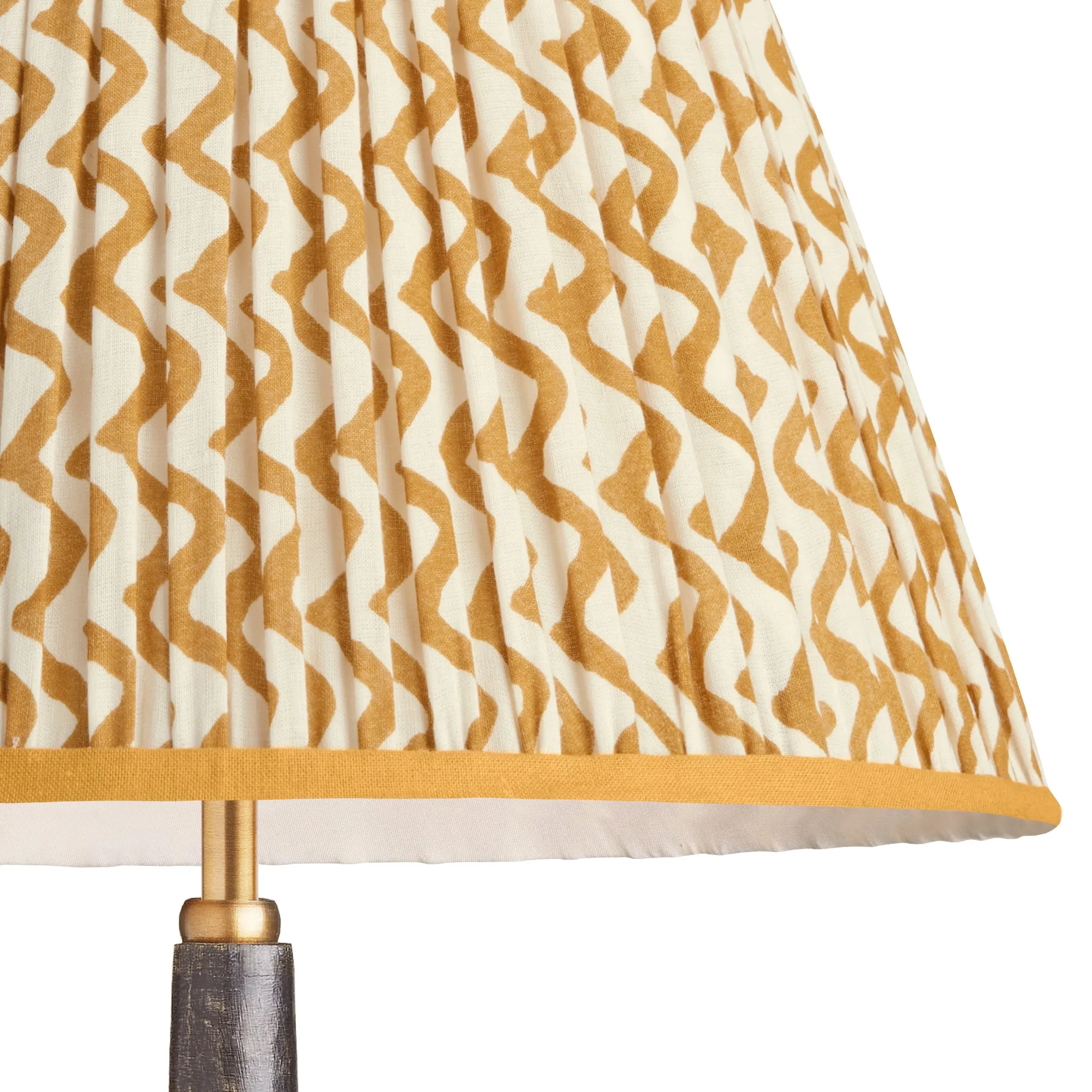 25cm empire gathered lampshade in caramel chevrons block printed cotton