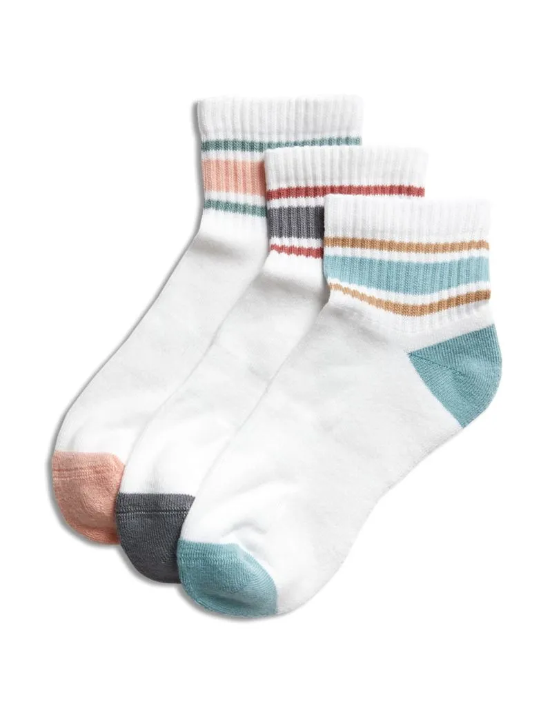 3pk Cotton Rich Striped Ankle High Socks