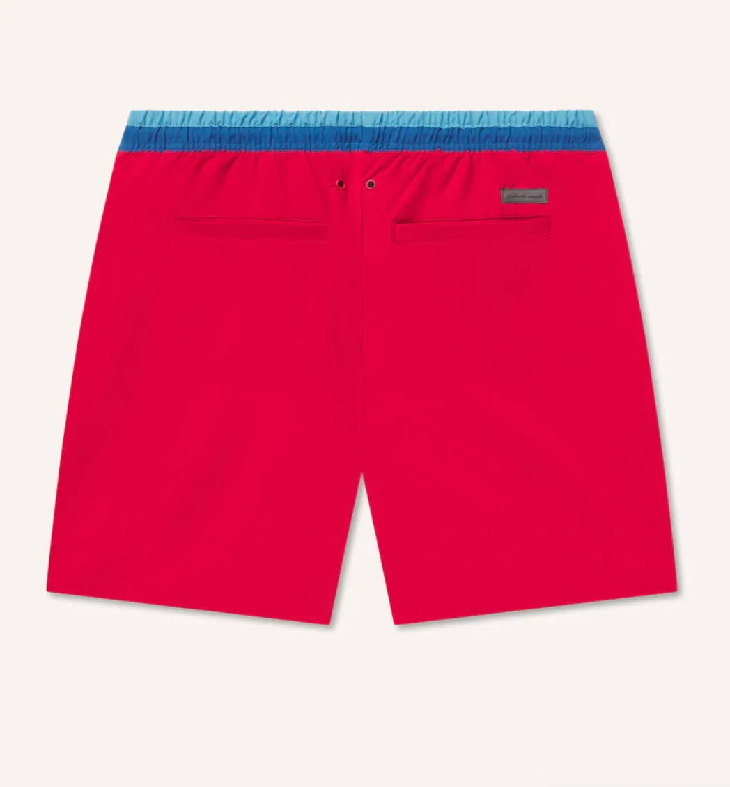 5.5" Pier Stretch Lined Swim Trunk Red