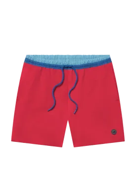 5.5" Pier Stretch Lined Swim Trunk Red