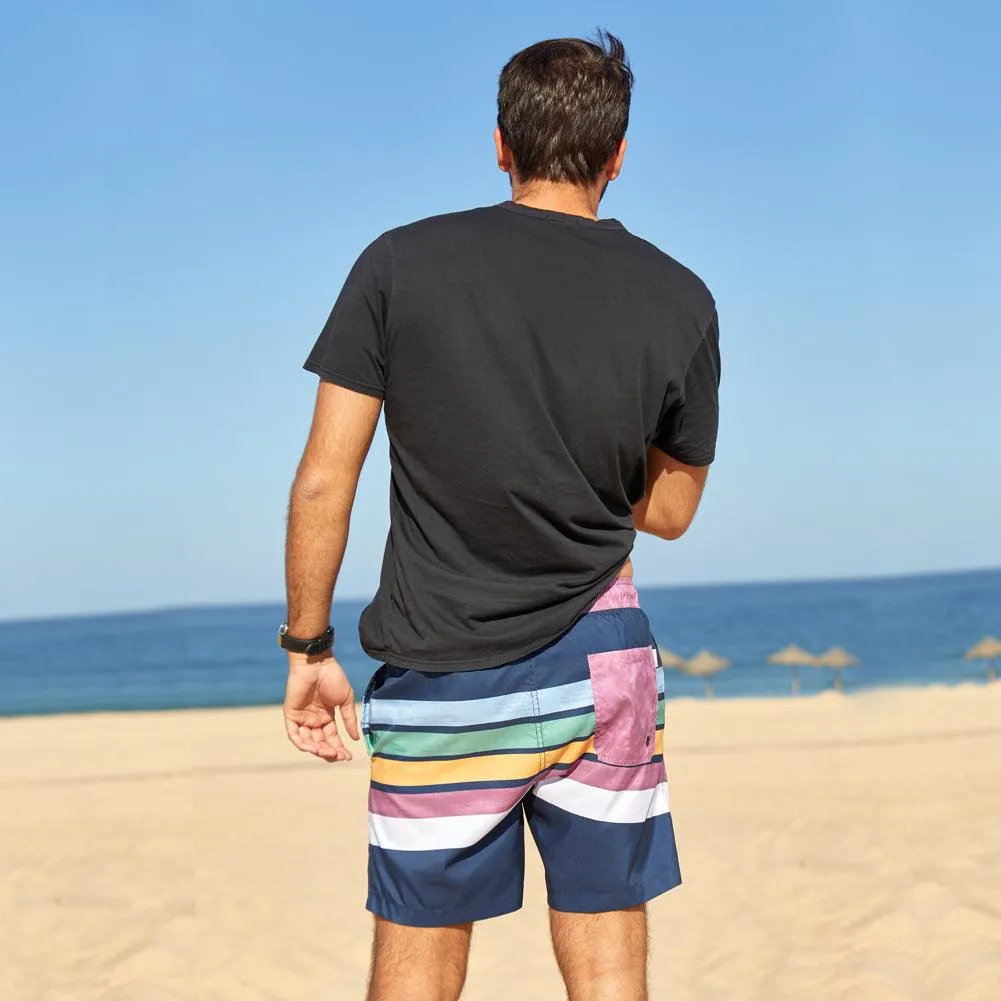 7 Inch Inseam Fresh Striped Swim Trunks