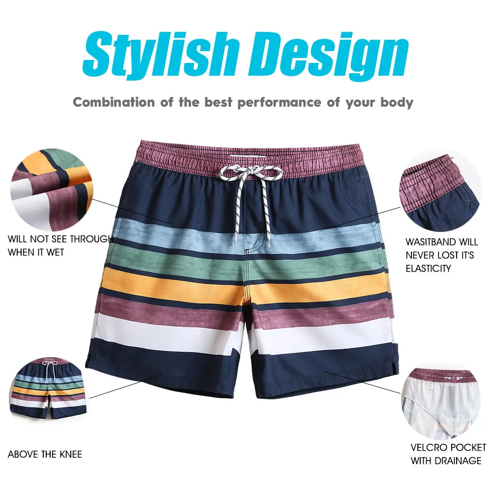 7 Inch Inseam Fresh Striped Swim Trunks