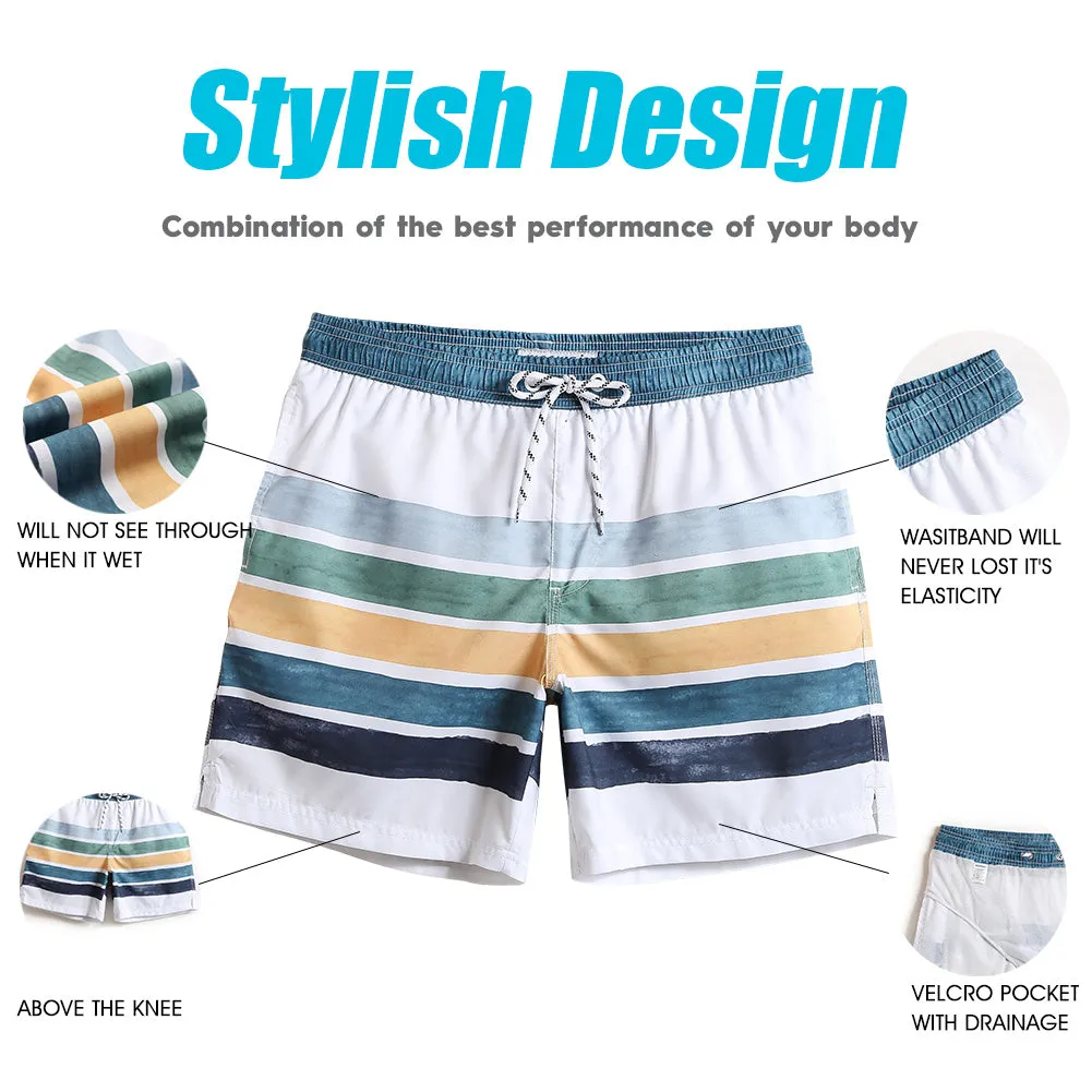 7 Inch Inseam Fresh Striped Swim Trunks