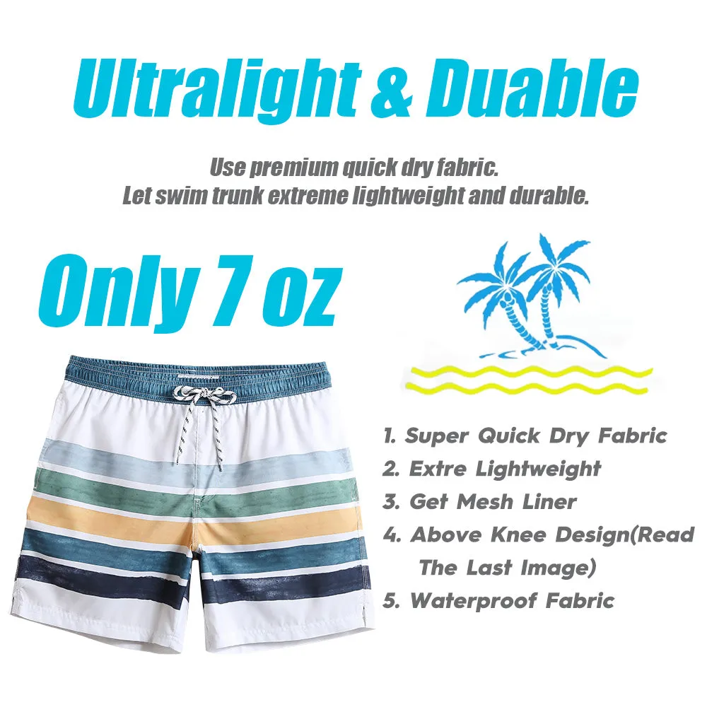 7 Inch Inseam Fresh Striped Swim Trunks