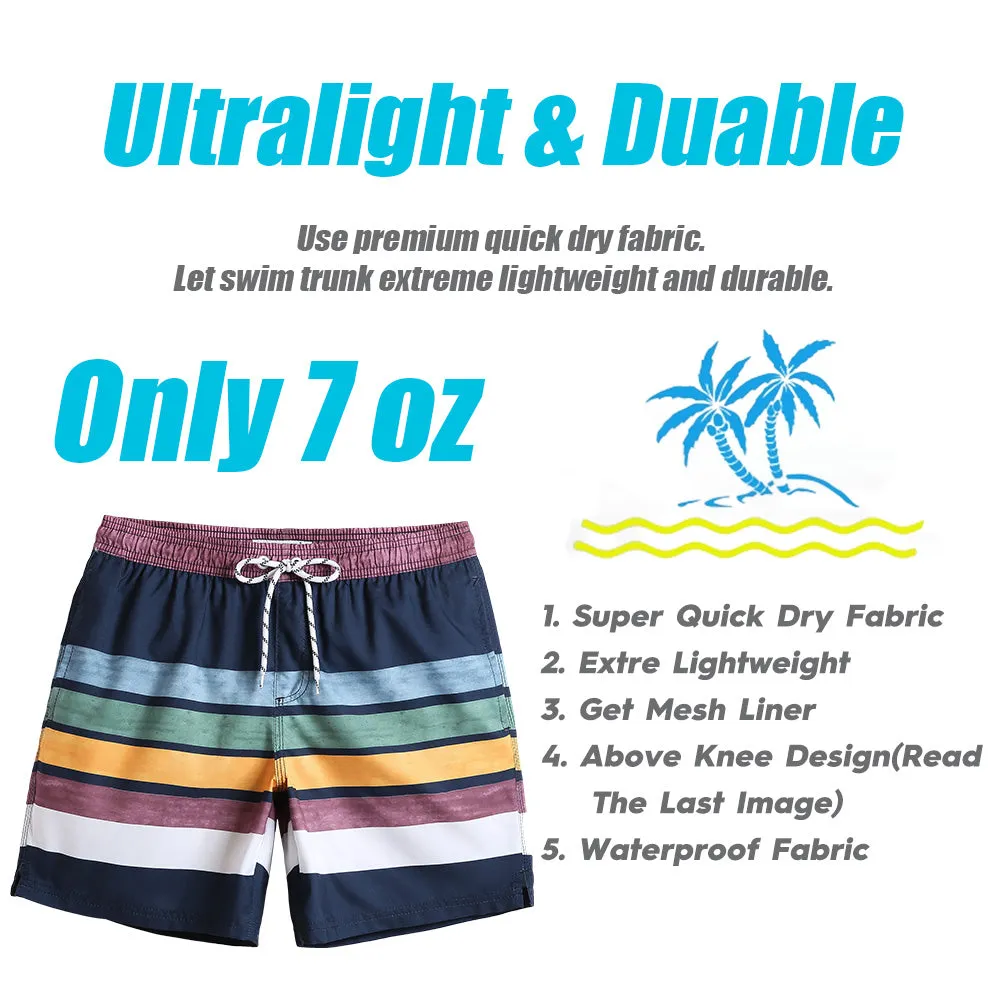 7 Inch Inseam Fresh Striped Swim Trunks