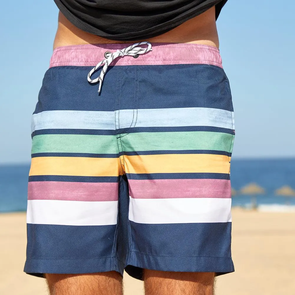 7 Inch Inseam Fresh Striped Swim Trunks