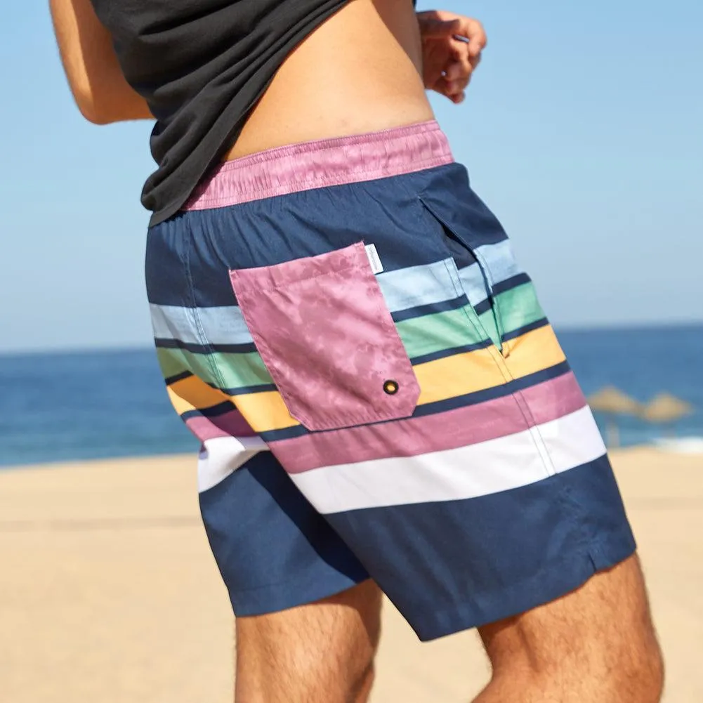 7 Inch Inseam Fresh Striped Swim Trunks