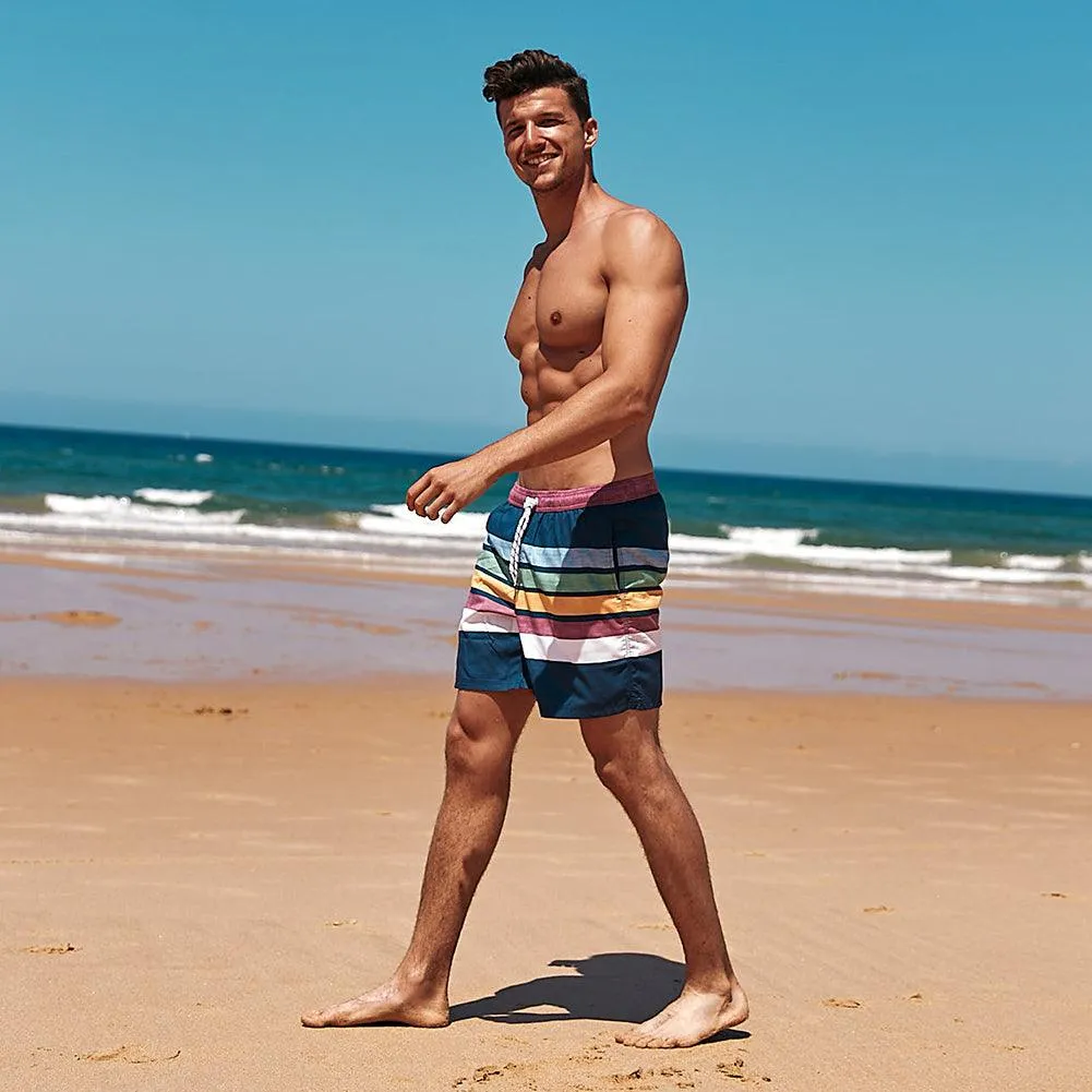 7 Inch Inseam Fresh Striped Swim Trunks