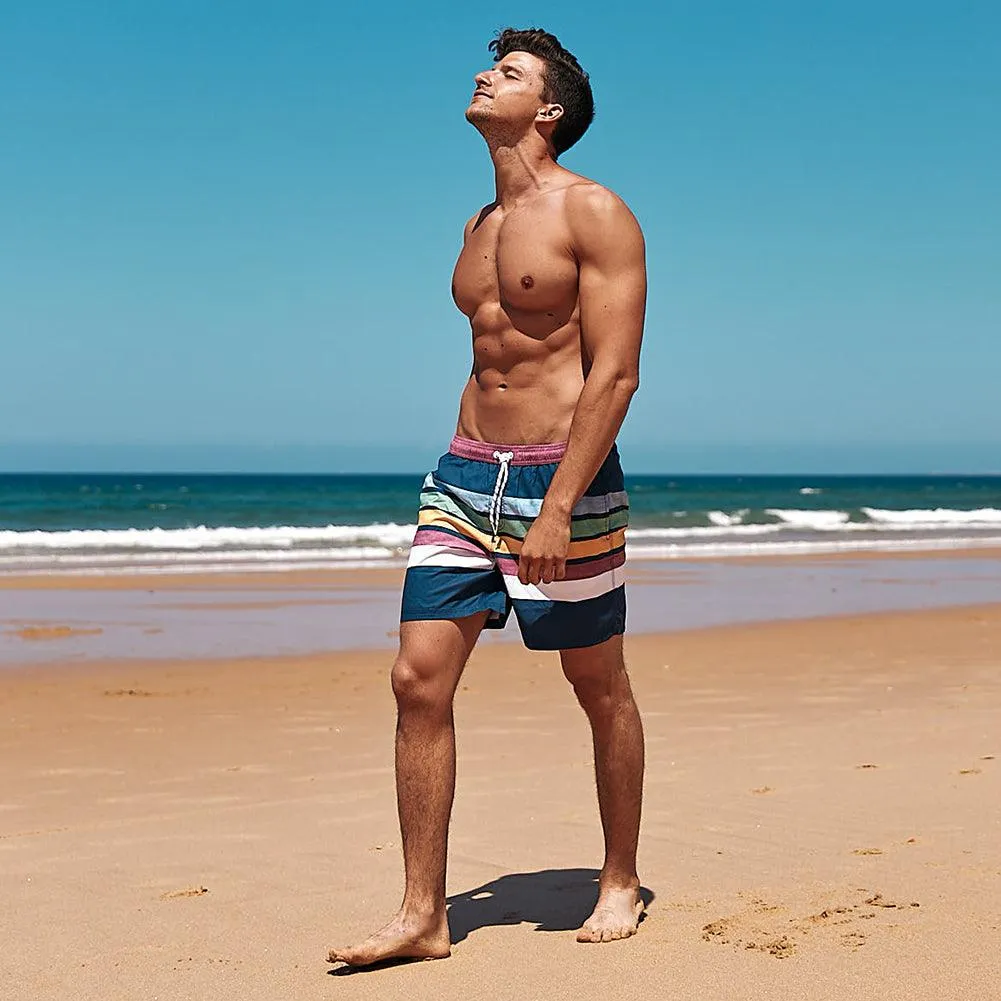 7 Inch Inseam Fresh Striped Swim Trunks