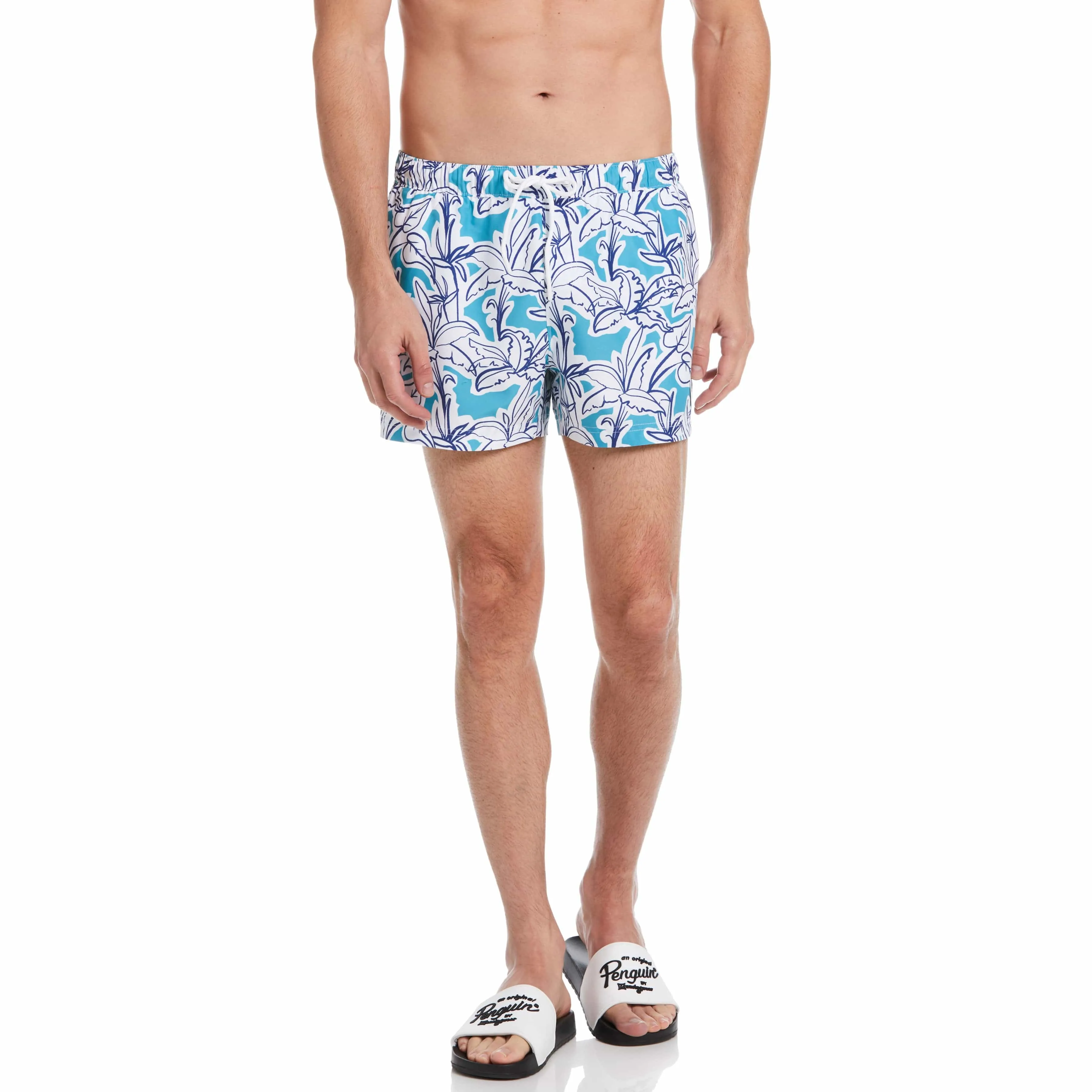 Allover Linear Palm Print Swim Short