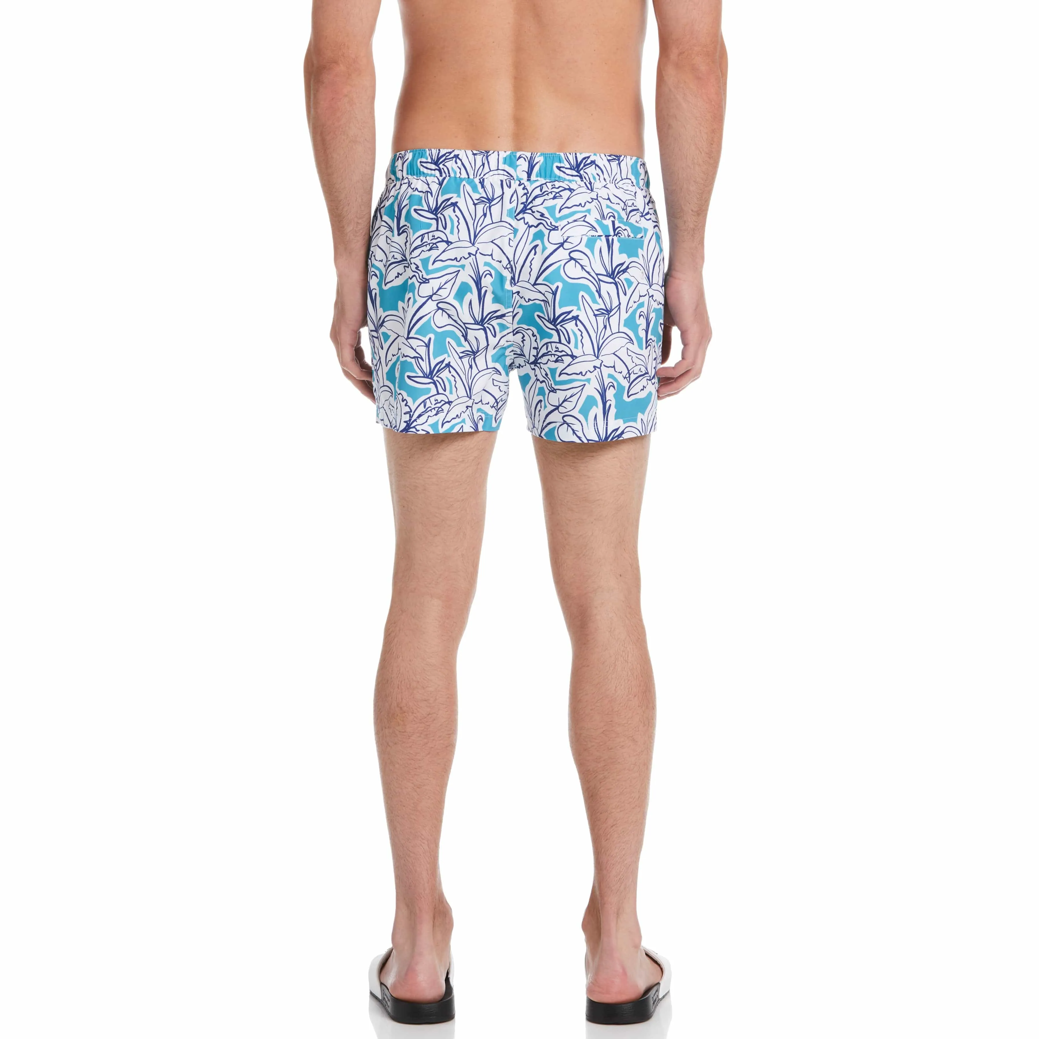 Allover Linear Palm Print Swim Short