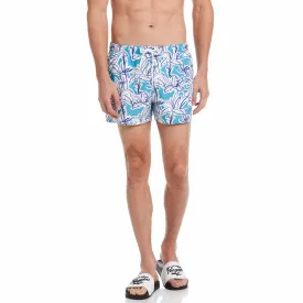 Allover Linear Palm Print Swim Short