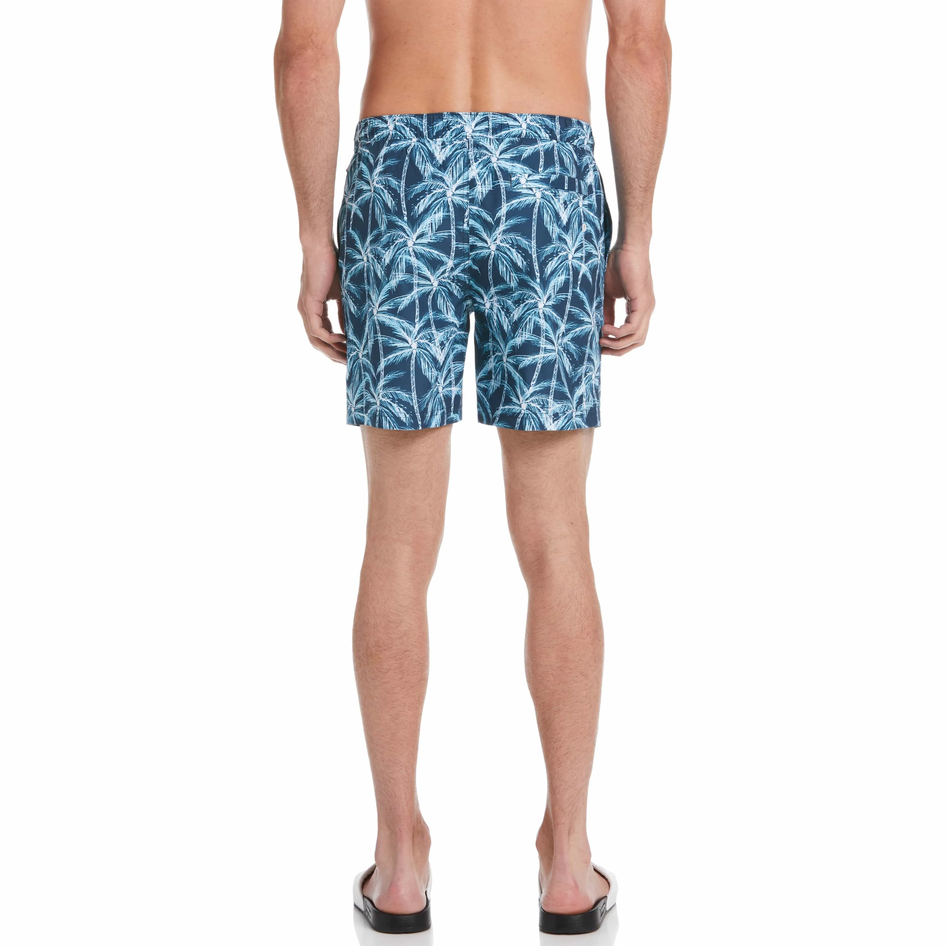 Allover Palm Print Slim Fit Swim Short