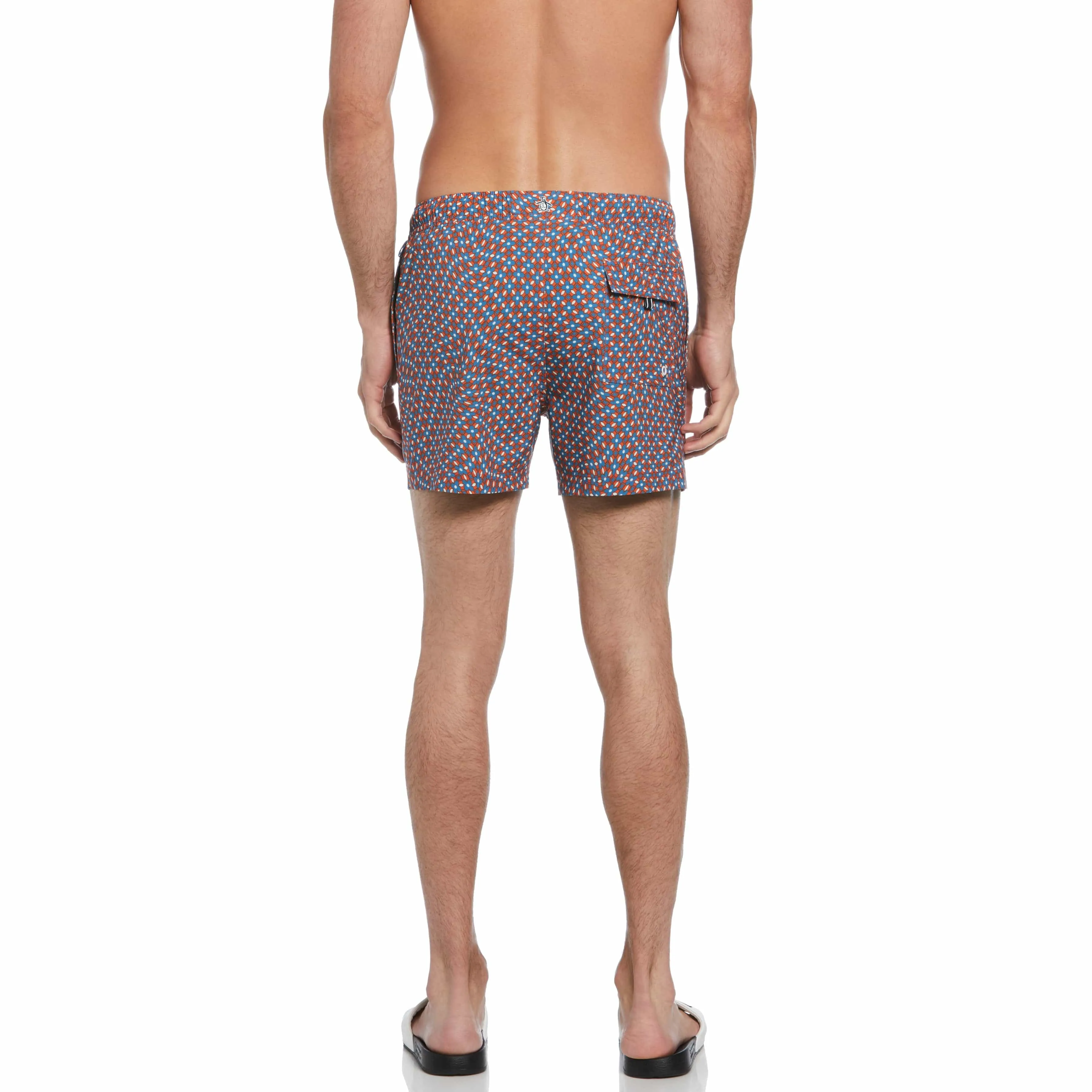 Allover Warped Floral Print Swim Short