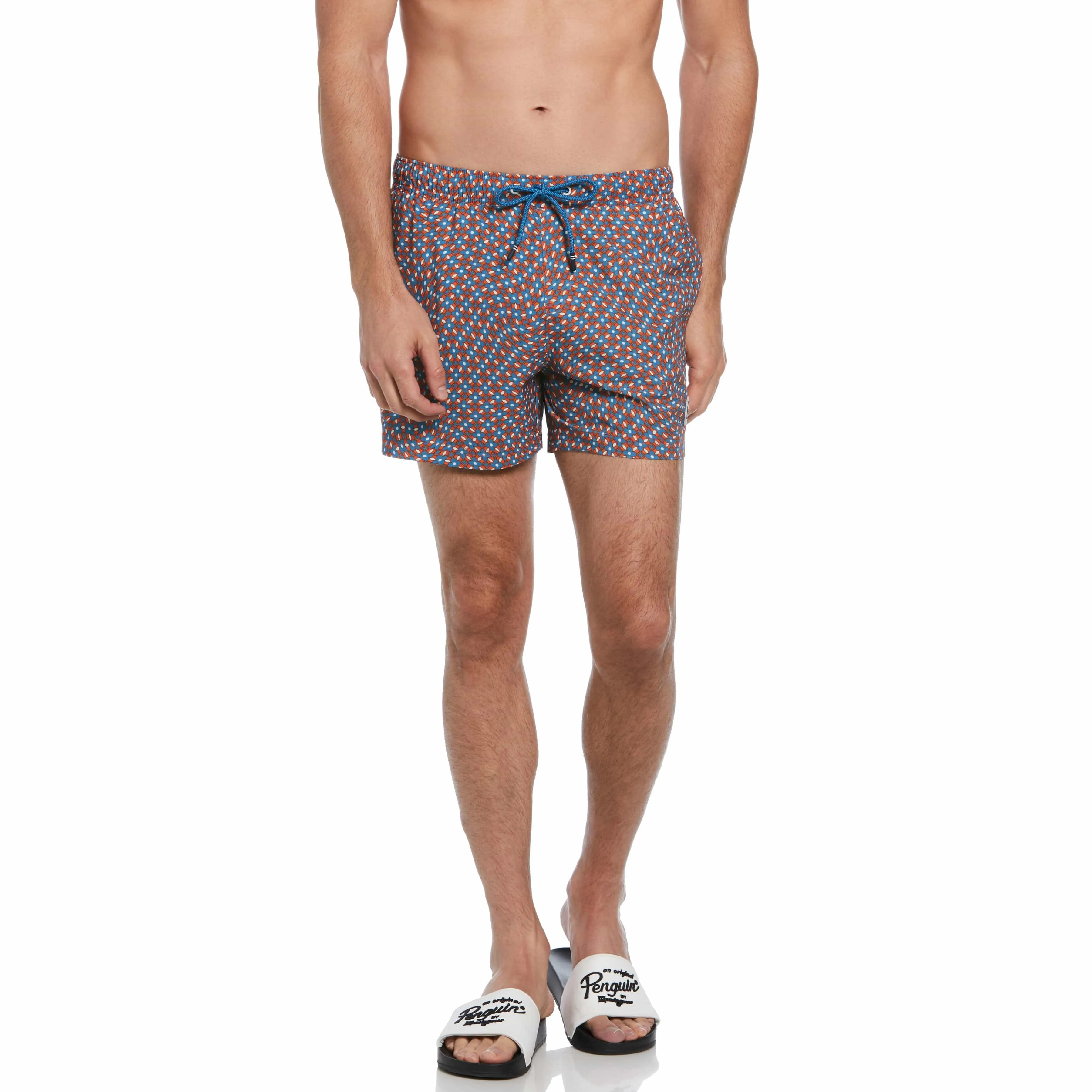 Allover Warped Floral Print Swim Short