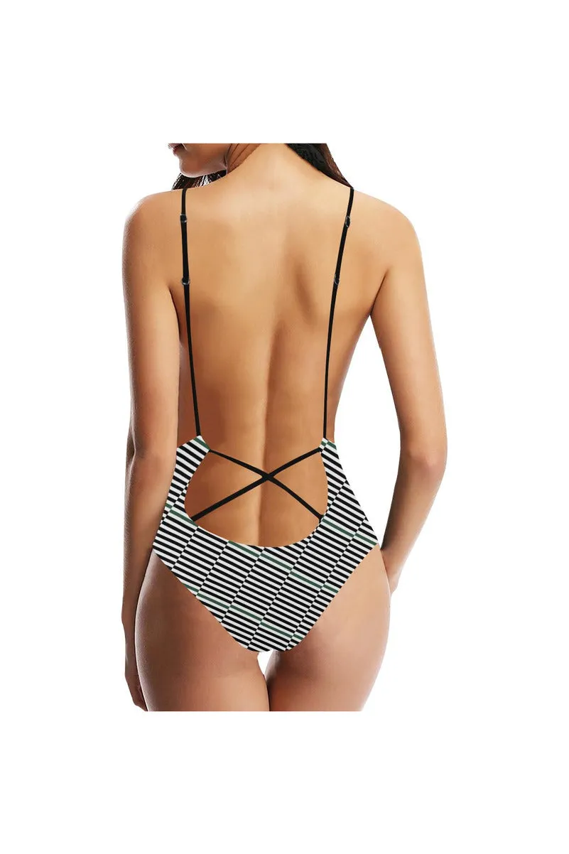 AlternatingBars Sexy Lacing Backless One-Piece Swimsuit (Model S10)