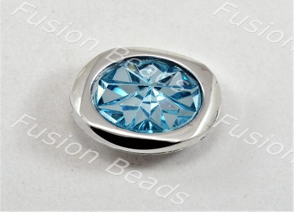 Aqua Blue Sunflower Crystal Button