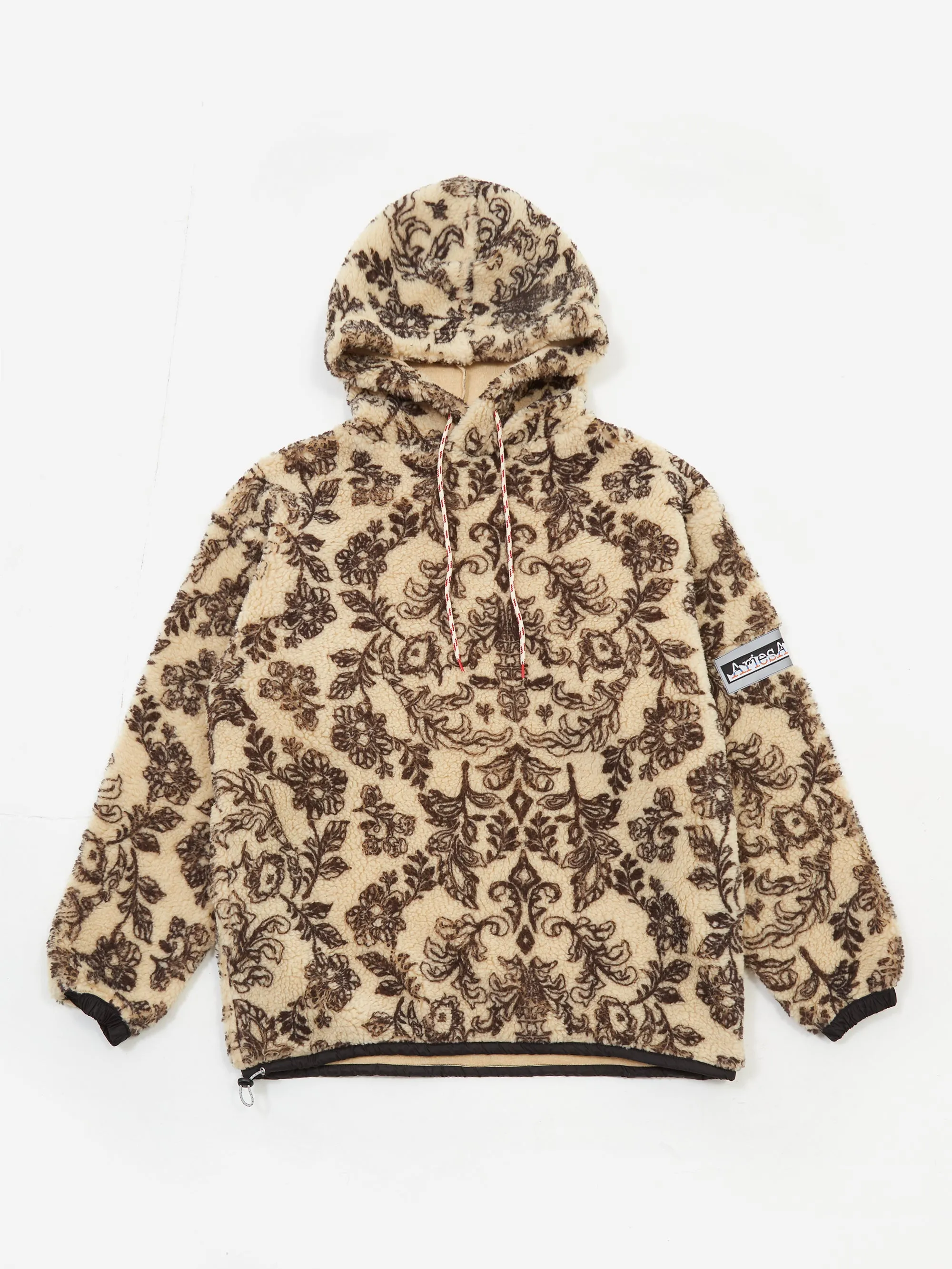 Aries Floral Oversized Fleece Hoodie - Ecru