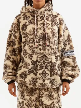 Aries Floral Oversized Fleece Hoodie - Ecru