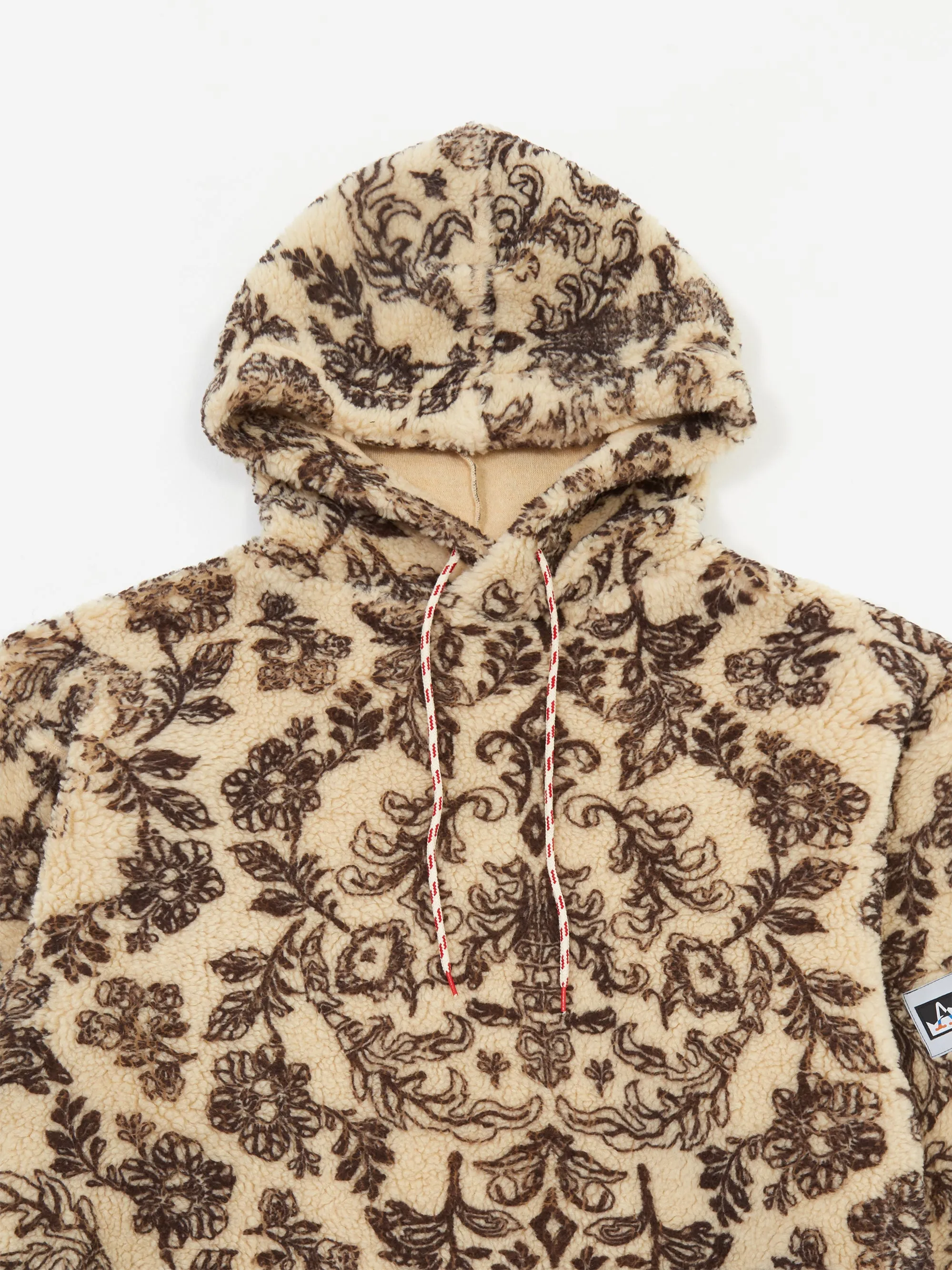 Aries Floral Oversized Fleece Hoodie - Ecru