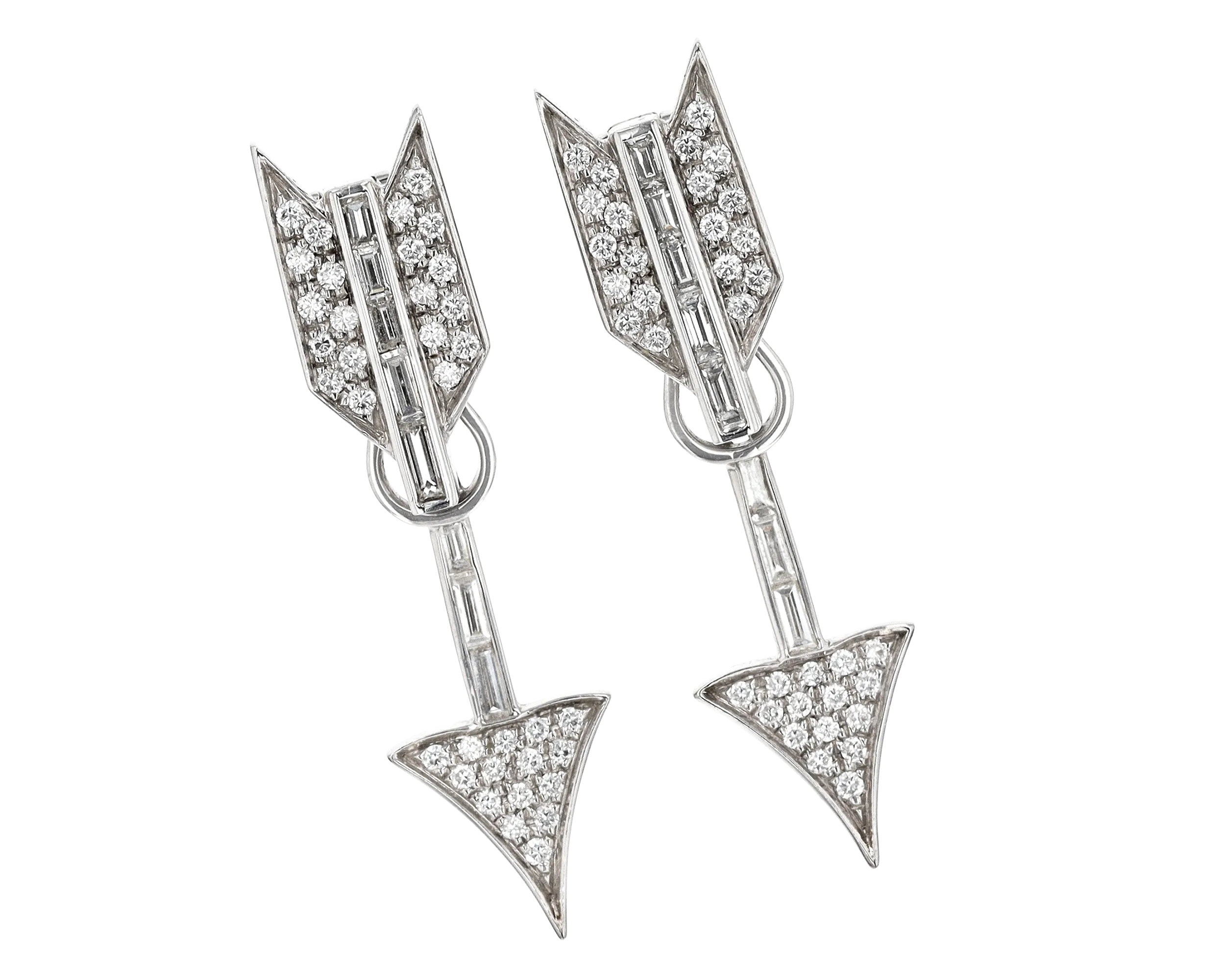 Arrow Diamond Earrings, 2.30 Carats