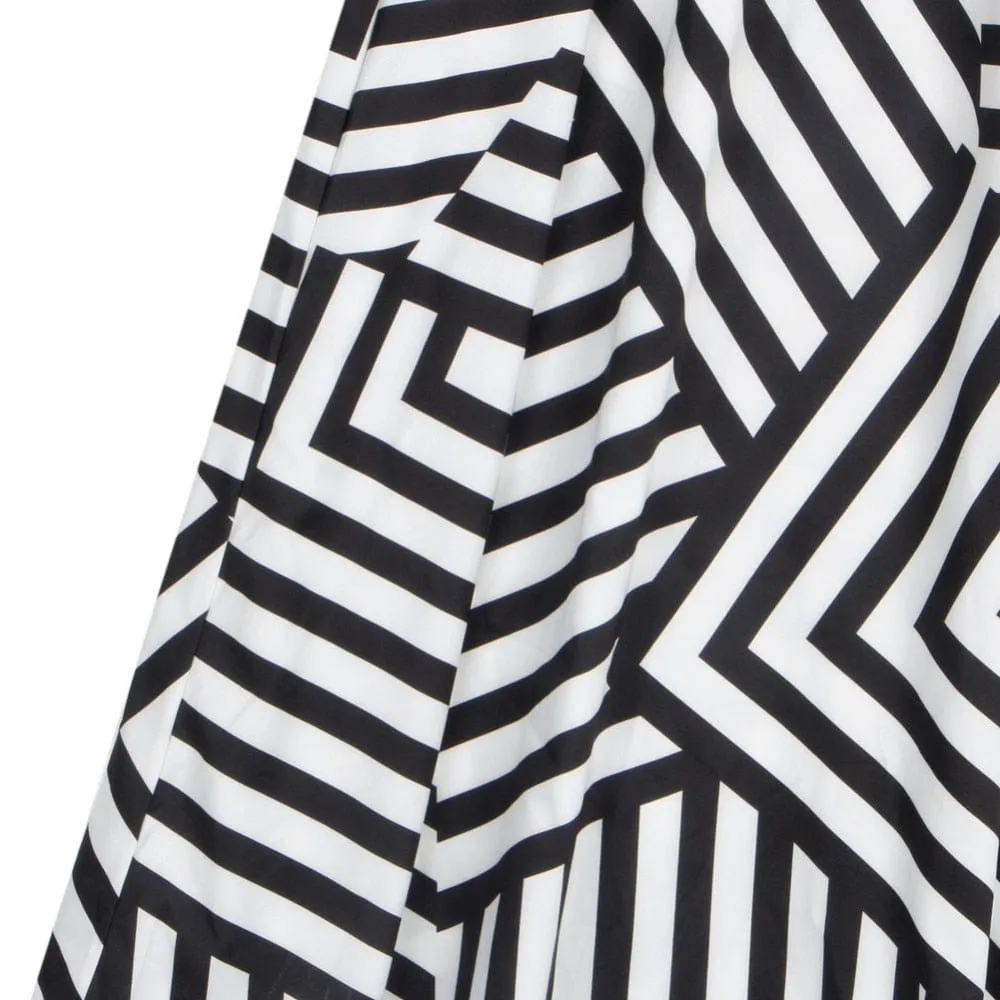 Asymmetrical Striped Black and White Sundress - S-XL