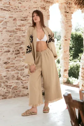 AZRA Kimono & Pant Set in Mocha