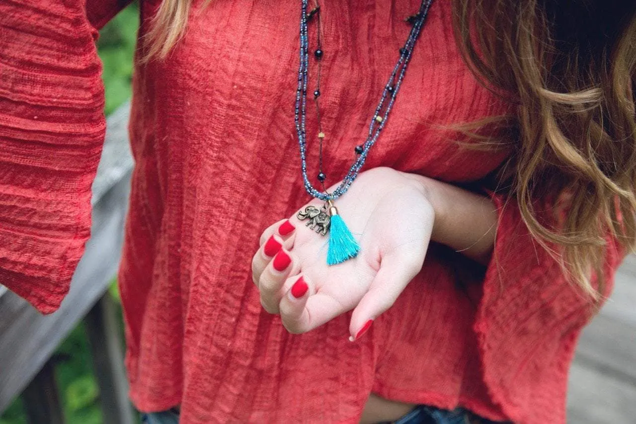 Bali Tassel Elephant Necklace