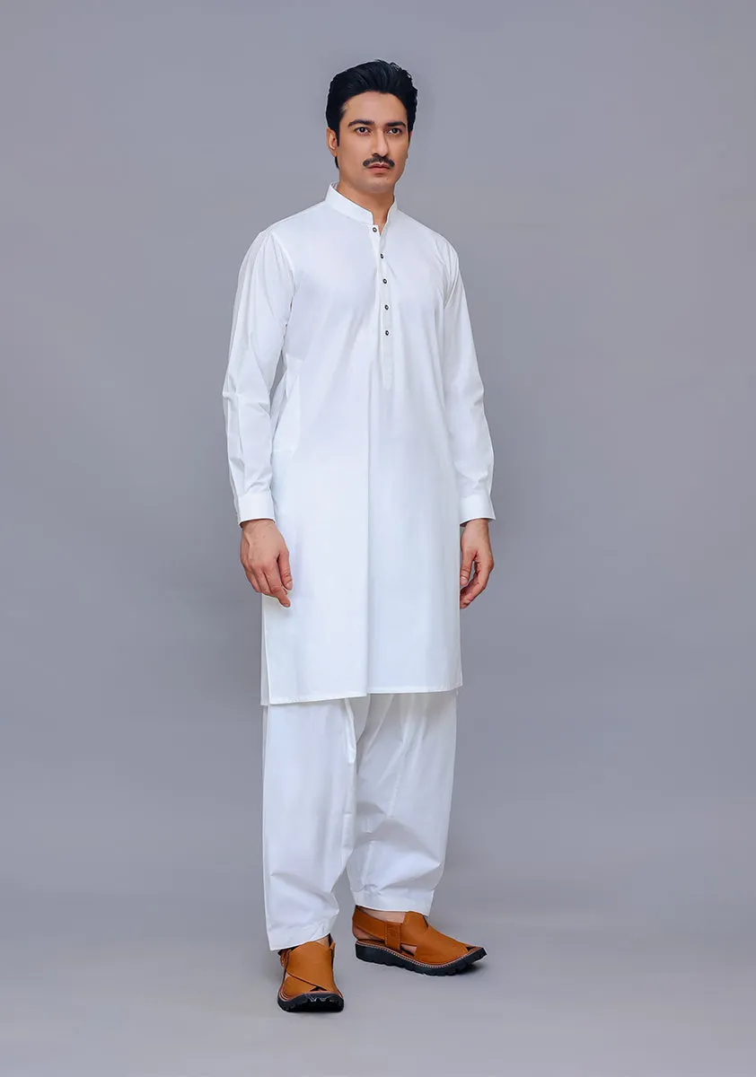 Basic Cotton Bright White Classic Fit Suit