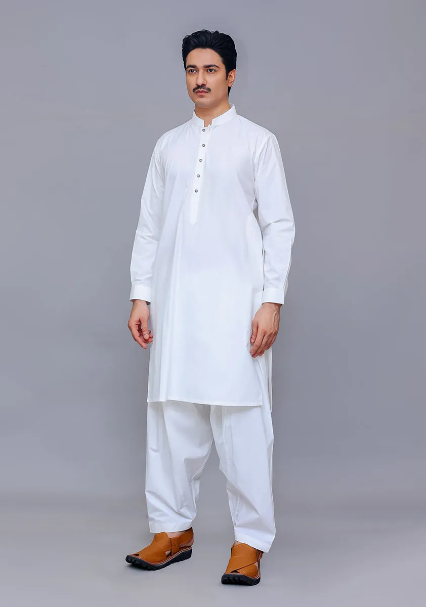 Basic Cotton Bright White Classic Fit Suit